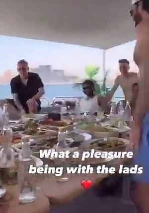 In the footage, the likes of Liverpool captain Virgil van Dijk and goalkeeper Alisson Becker can be seen feasting around a mammoth table