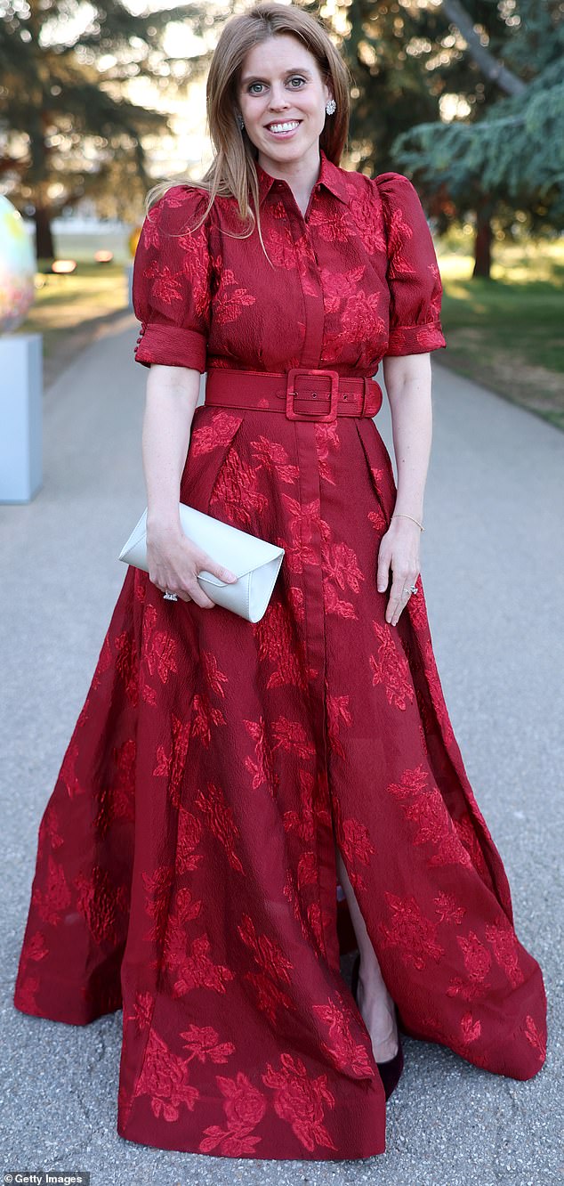 Princess Beatrice (pictured) was among the more than 250 guests at the Elephant Family event on Tuesday evening