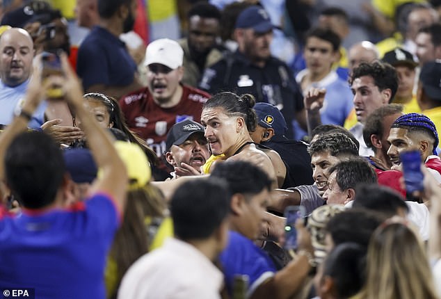 Nunez was involved in a confrontation with Colombia fans following last year's Copa America semi-final