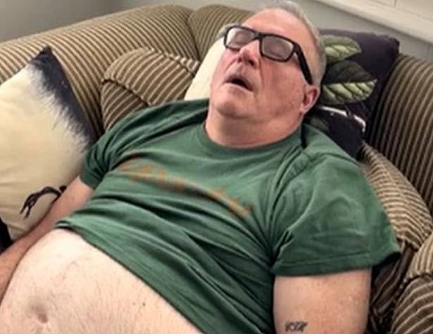 McKay also knew he had to make drastic life changes after his wife took a unflattering photo of him asleep on the couch at home (pictured)