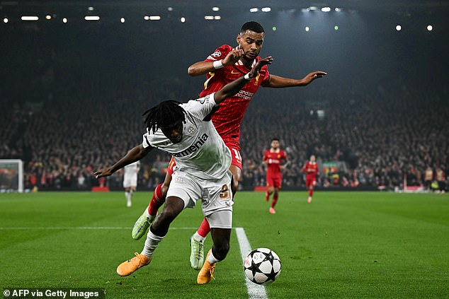 Frimpong is close to Dutch colleagues Cody Gakpo, Virgil van Dijk and Ryan Gravenberch, and was at Anfield in November for Bayer Leverkusen's 4-0 defeat by Liverpool