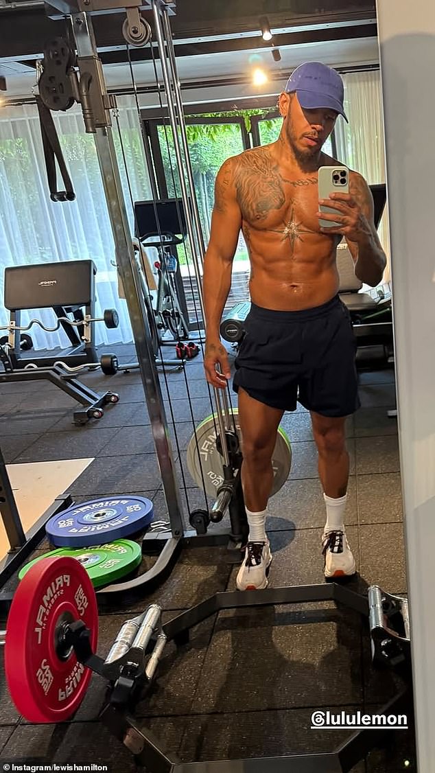 Hamilton, who also unfollowed Ferrari, has published several snaps of himself looking shredded while he works out in the gym