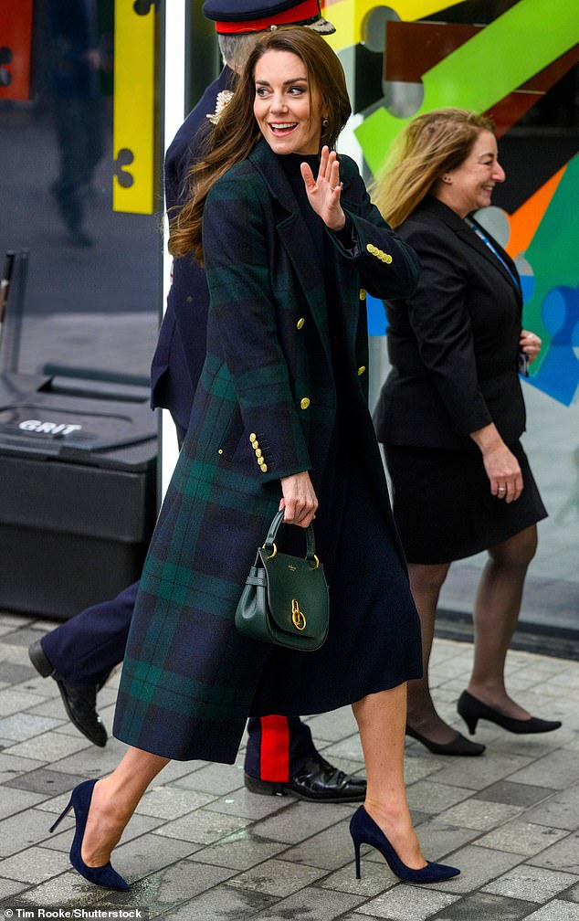 2023 was quite the year for Holland Cooper, as Kate also wore a chic tartan coat by the brand during a visit to a hospital and mental health organisation in Merseyside