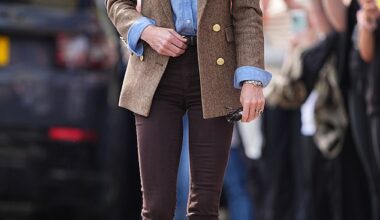 The Princess of Wales wore a classic double-breasted blazer by Holland Cooper during her royal visit to Scotland to mark her and the Prince of Wales' 14th wedding anniversary in May 2025