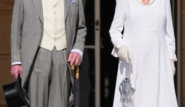 King Charles and Queen Camilla are pictured attending the Education and Skills Garden Party at Buckingham Palace on Wednesday afternoon