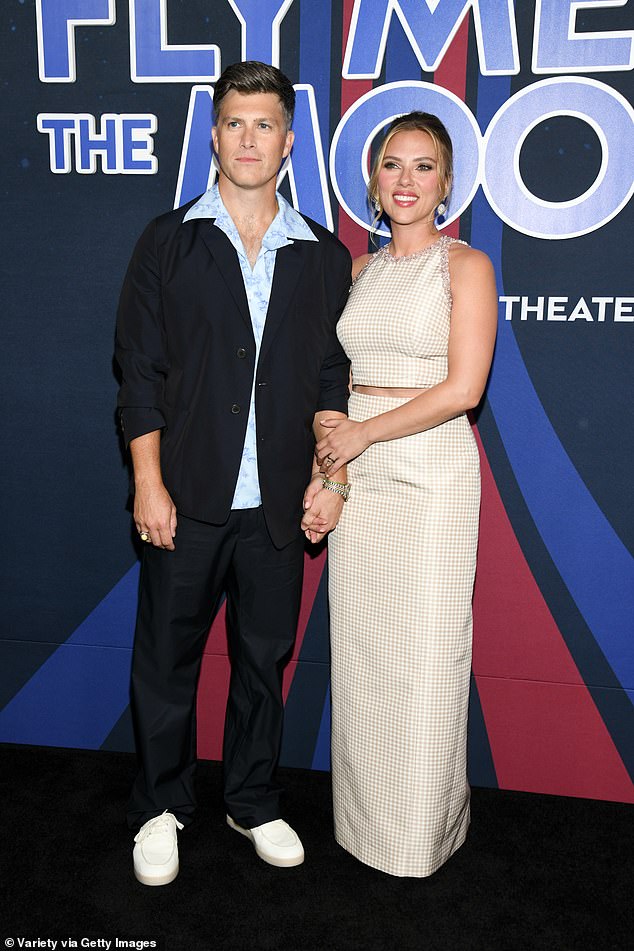 Scarlett has been married to Colin since 2020 and shares a three-year-old son with him; pictured 2024