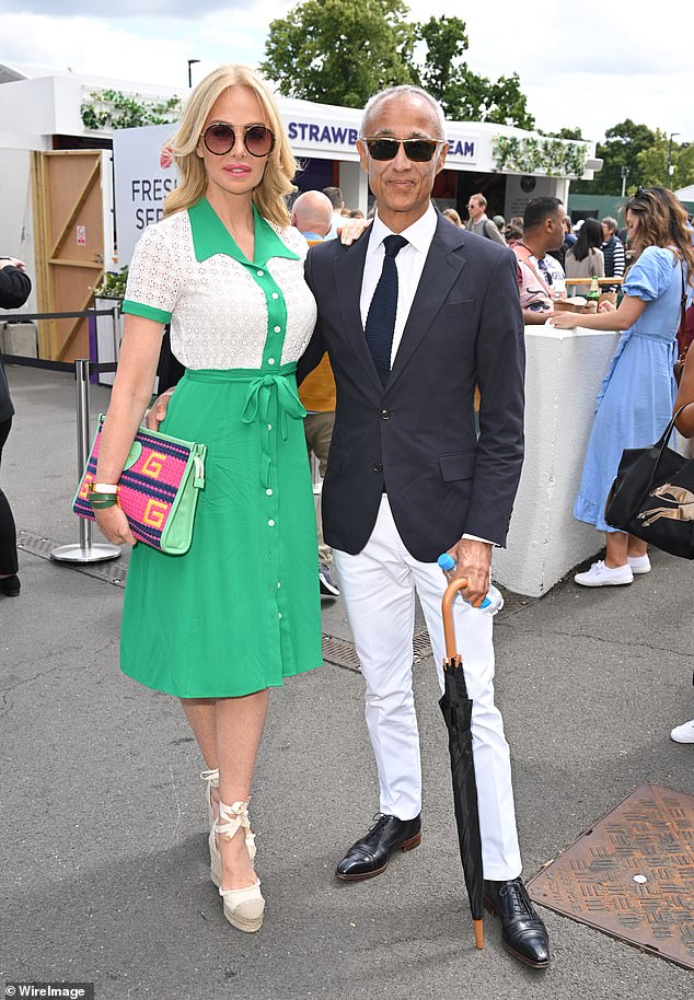 The socialite made headlines when she dated Wham! legend Andrew Ridgeley between 2022 and 2023 (pictured together at Wimbledon in 2022)