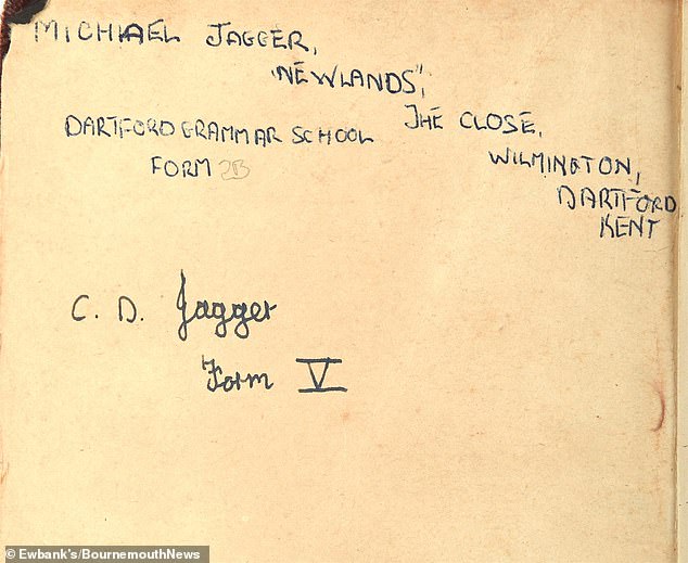 In neat capital letters, he wrote: 'Michael Jagger "Newlands" The Close, Wilmington, Dartford, Kent'. Jagger's brother Chris - younger by four years - also wrote his name on the same page
