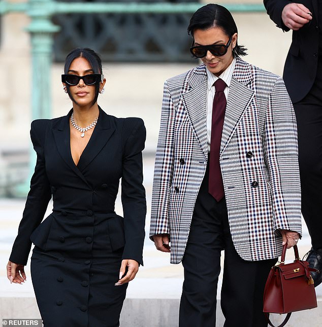 Kim Kardashian, accompanied by Kris Jenner, leaves the courthouse in Paris
