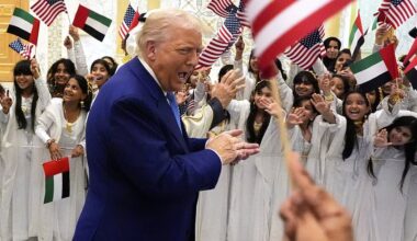 Donald Trump's three-word response as he's greeted by hair twirlers in Abu Dhabi for lavish state dinner: Live updates