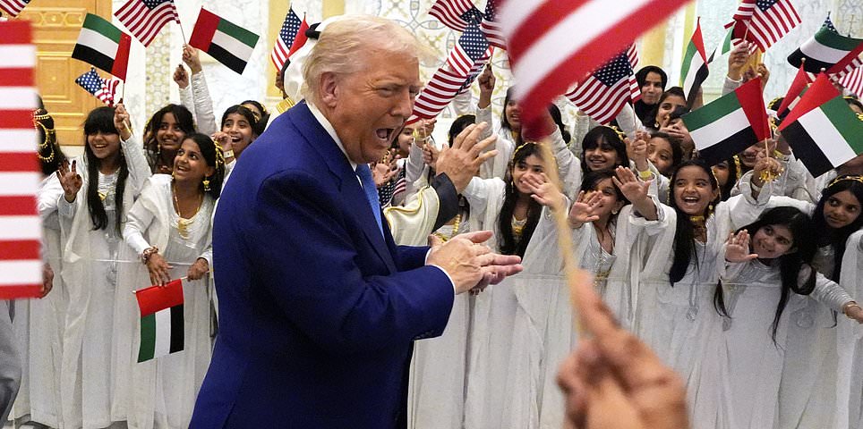 Donald Trump's three-word response as he's greeted by hair twirlers in Abu Dhabi for lavish state dinner: Live updates