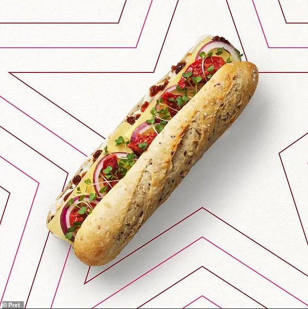 Pret 's Posh Cheddar & Pickle Baguette sandwich contained a whopping 643 calories, more than two burgers