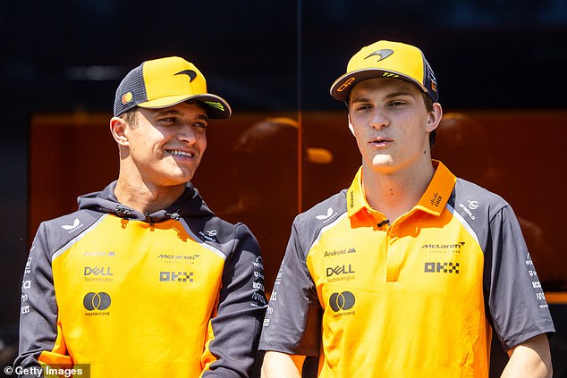 Norris won the first race of the season but has fallen behind team-mate Oscar Piastri (right) in the standings