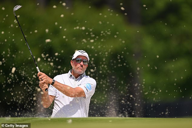 Mickelson needed four shots to get out of a bunker, finished nine-over, and missed the cut