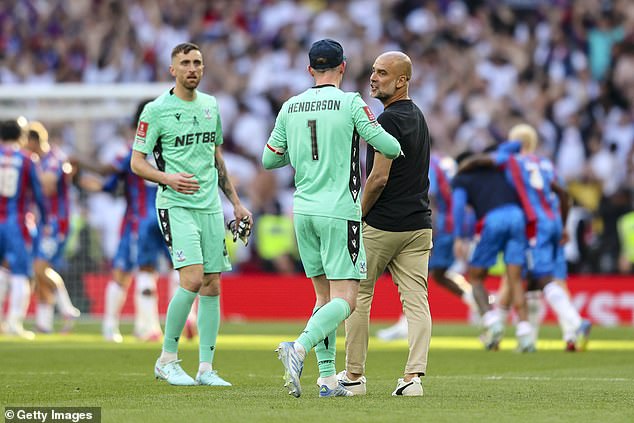 Guardiola, meanwhile, was involved in a confrontation with Palace goalkeeper Dean Henderson