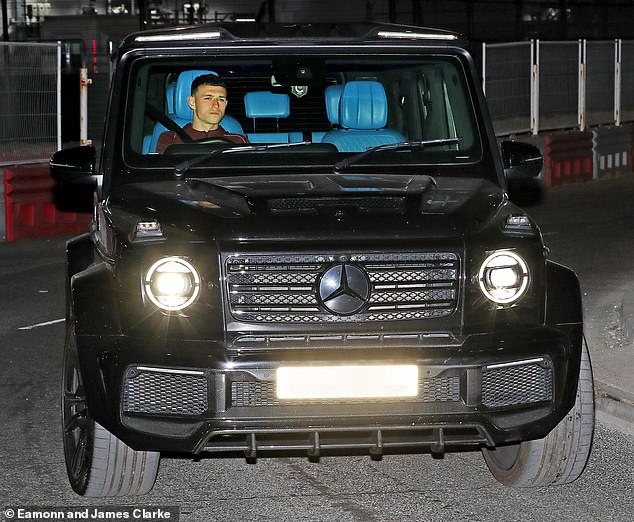 Phil Foden - who played 15 minutes at the end of the game - was seen driving home at around 11pm on Saturday
