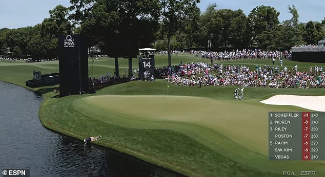 A PGA Championship volunteer went to crazy lengths to retrieve Rory McIlroy¿s ball