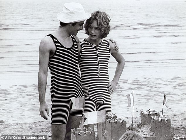 Bjorn in a still from Death in Venice, alongside co-star Sergio Garfagnoli