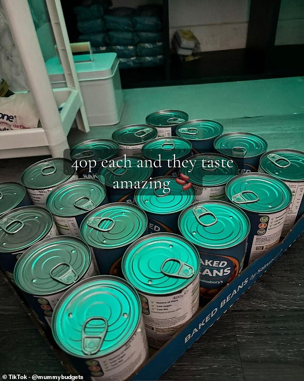 Penny-pinching Charlene also secured a barrel of bargain dinners with a tray of 20 tins of baked beans