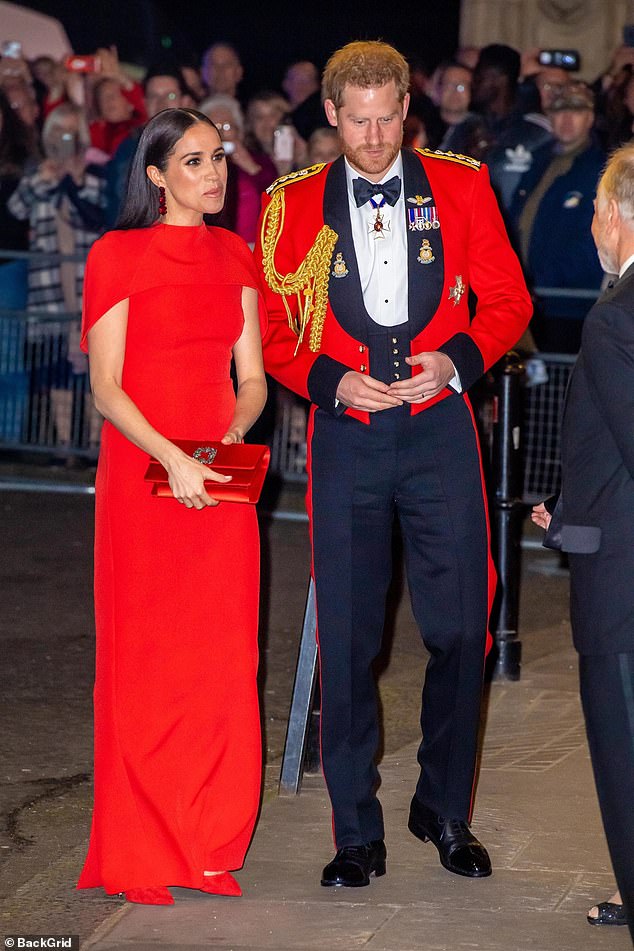 Prince Harry and Meghan during one of their final engagements as senior royals as they attended the Mountbatten Festival of Music at London's Royal Albert Hall in London on March 8, 2020