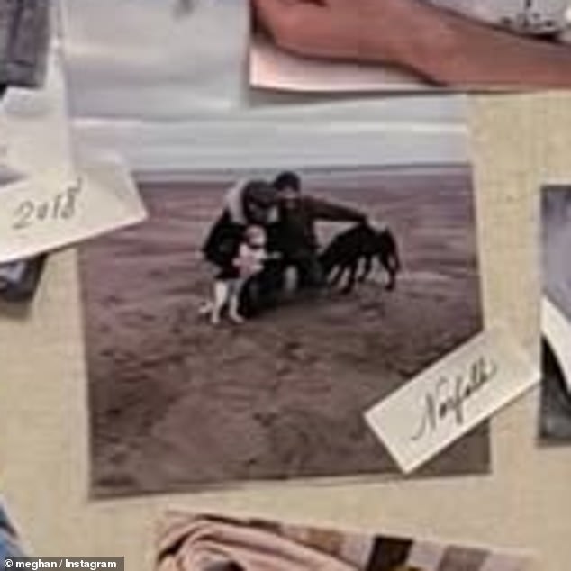 Also pinned onto Meghan's mood board was a photo of Harry and Meghan taken in Norfolk during what appears to be a visit to Holkham Bay - the Sandringham beach frequented by Prince William and Princess Catherine