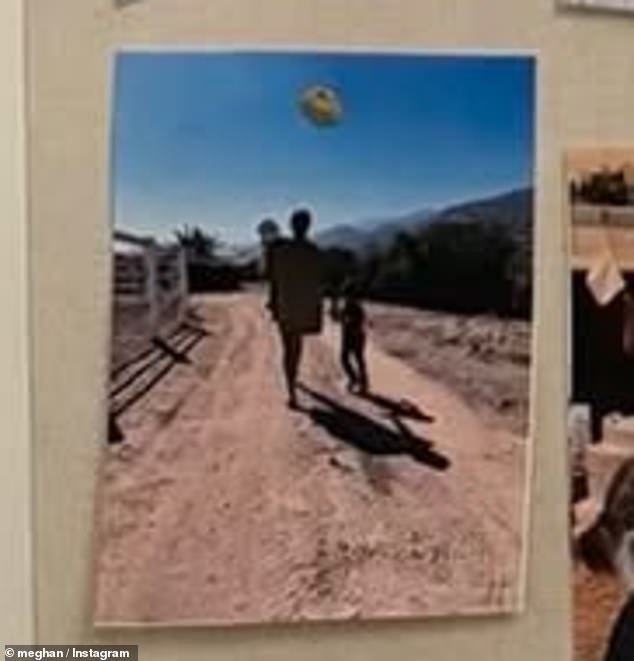 Archie, Lilibet and Meghan as seen in a photo pinned onto the Duchess' mood board