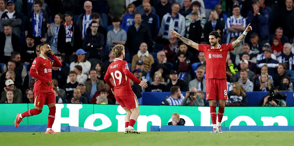 Brighton vs Liverpool - Premier League: Live score, team news and updateswith champions back in front just before half-time... but did Dominik Szoboszlai mean it?