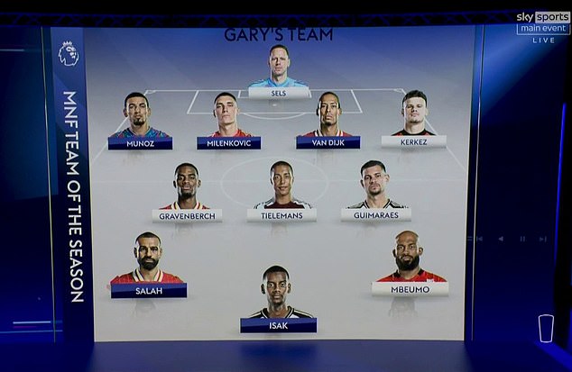 Neville picked out Bryan Mbeumo on the left as both pundits struggled to fill the position