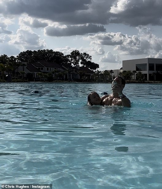 Another photograph showed them sharing a close moment in a swimming pool as they appeared to be having a hug