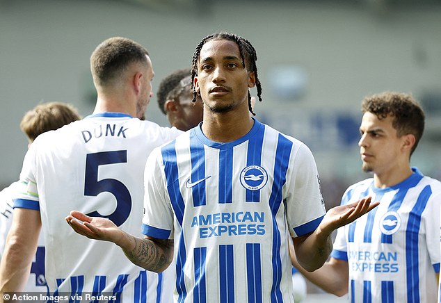 Joao Pedro (above) is thought to have been absent from Brighton's clash with Liverpool on Monday night due to a training ground altercation involving one of his Seagulls team-mates