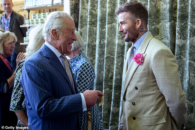David learned that Brooklyn and his wife were in London – 5,000 miles from their US home – only after Nicola posted on Instagram that she was getting ready for a shoot and shortly before David met the King at the Chelsea Flower Show just half a mile away