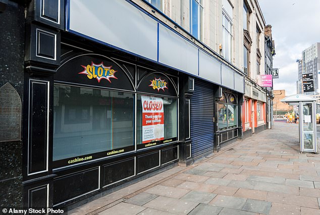 In Coventry city centre, closed shops like this casino are all too common a sight