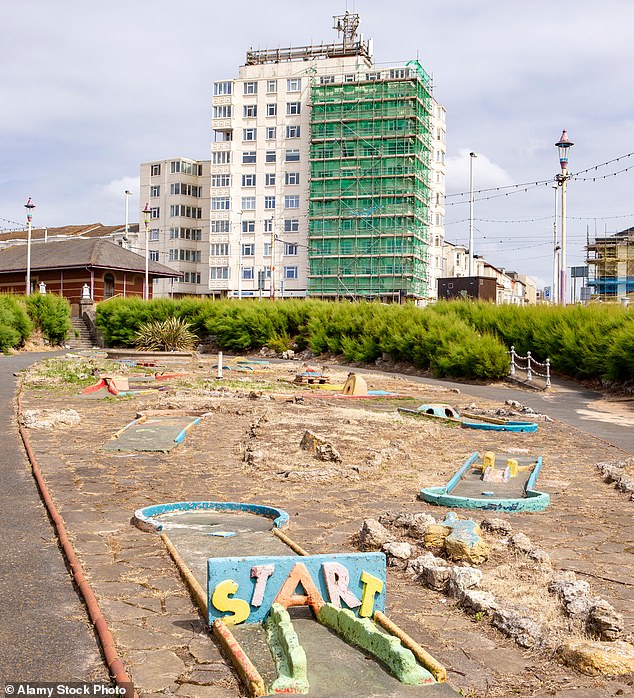 An abandoned mini golf course in Blackpool, Lancashire