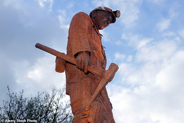 'Marra' sculpture by Ray Lonsdale in Horden Welfare Park in County Durham, marking its status as the 'jewel in the crown' of the coal region