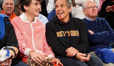 Timothee Chalamet and Ben Stiller sat together to watch their beloved New York Knicks