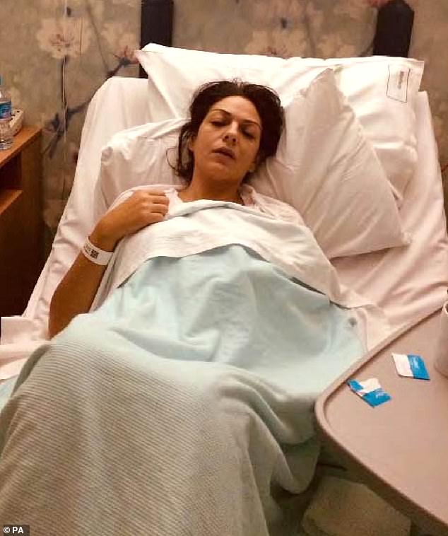 The former Harrods boss used an image of herself after she had surgery to remove her gall bladder (pictured) as evidence of her cancer diagnosis