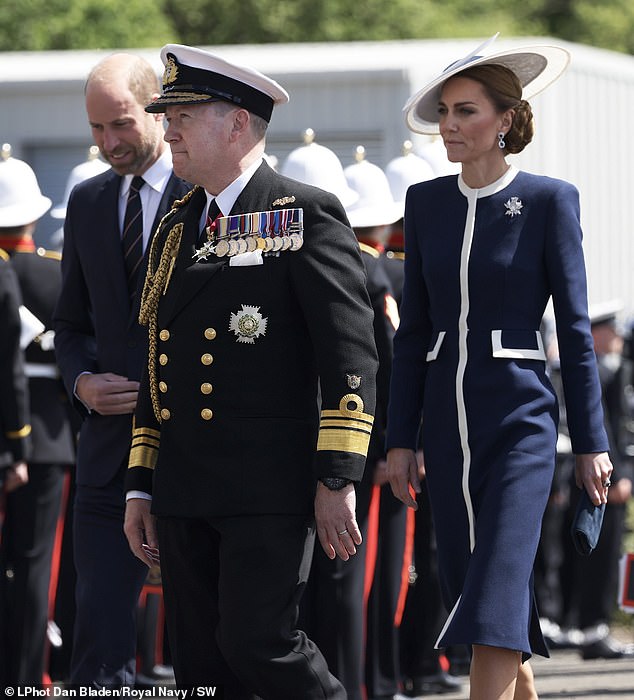 The Prince and Princess of Wales and the Second Sealord Vice Admiral Sir Martin Connell