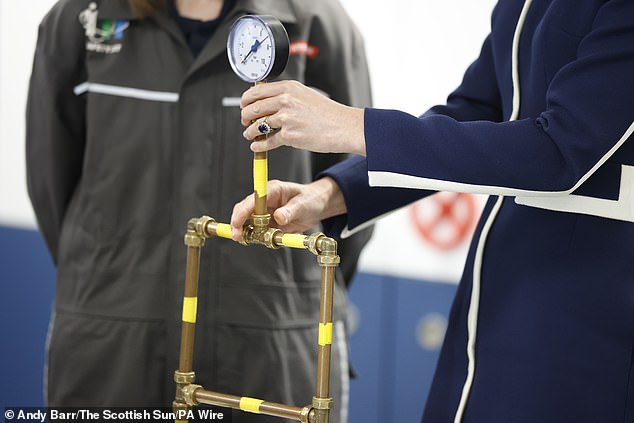 The Princess of Wales during an activity at the BAE Systems' Shipbuilding Academy