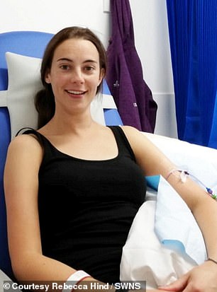 Rebecca Hind having chemotherapy to remove diseased in August 2019