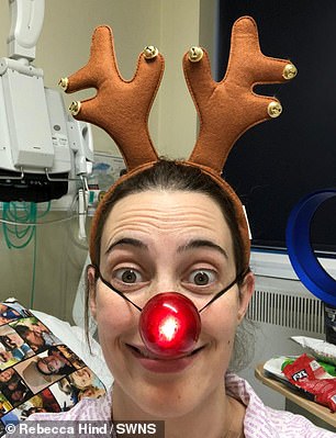 Rebecca Hind during her cancer journey in hospital