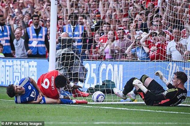Forest striker Awoniyi collided with the goalpost and suffered a serious abdominal injury