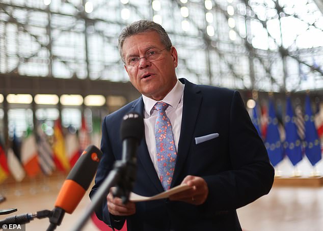 The EU's trade commissioner Maros Sefcovic (pictured) said the bloc will secure a trade deal with the US in 'good faith' guided by 'mutual respect, not threats'