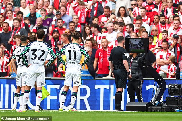 Referee Chris Kavanagh was advised to check his pitchside monitor before chalking it off