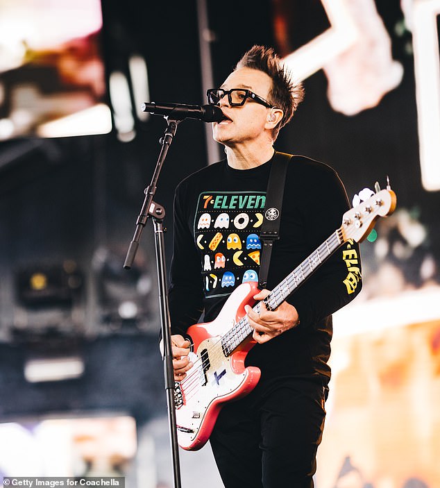 The bass player, 53, who accidentally revealed his cancer diagnosis online , revealed his near-kiss in an interview with The Independent while promoting his new memoir Fahrenheit-182; Pictured in Indio, CA in April 2023