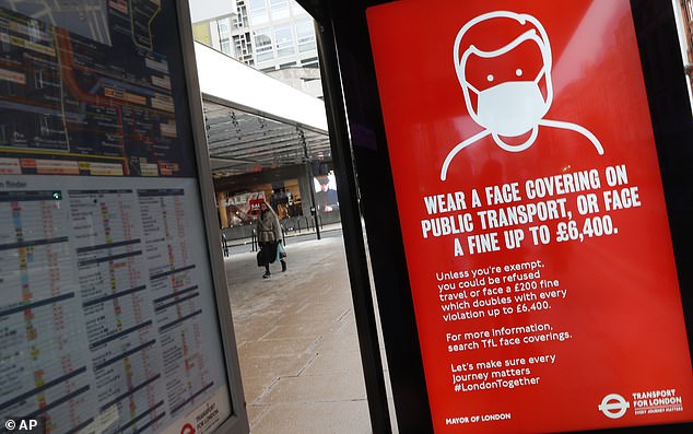 Is there a role for cash-strapped Britain in preventing the devastating impact of another pandemic, blessed as we are with a superb science base? The answer is yes. Pictured: A digital display on a bus stop tells passengers that it is mandatory to wear a mask to prevent the spread of COVID-19