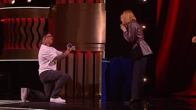 A live proposal ont he Britain's Got Talent stage