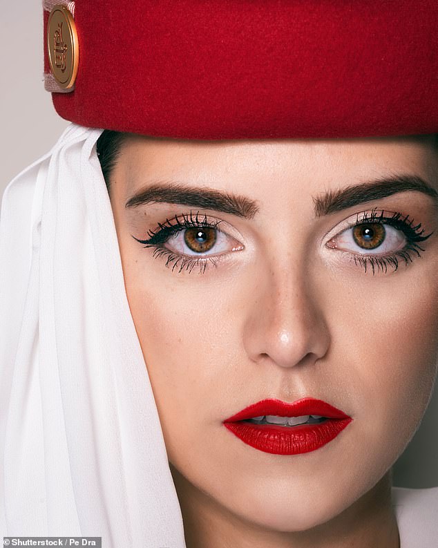 However, Kristine Eksteine-Nizka, a veteran crew member and travel writer noted that for many airlines, especially luxury carriers like Emirates (pictured), the red lip is more about branding than safety
