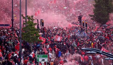 Liverpool fans travel in their thousands from Birmingham, Crewe and beyond to line the streets and celebrate title as Trent Alexander-Arnold bids farewell for the final time