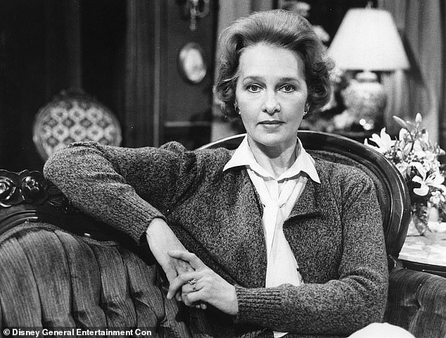 The actress originated the role of Olympia Buchanan, the first wife of tycoon Asa Buchanan, on One Life to Live. Her character dramatically and fatally fell over a balcony at a costume party; Pictured in March 1981