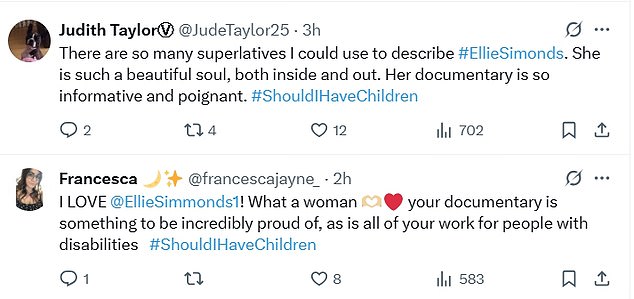 The conversation left many viewers moved, with some praising Ellie for her work on the emotional documentary
